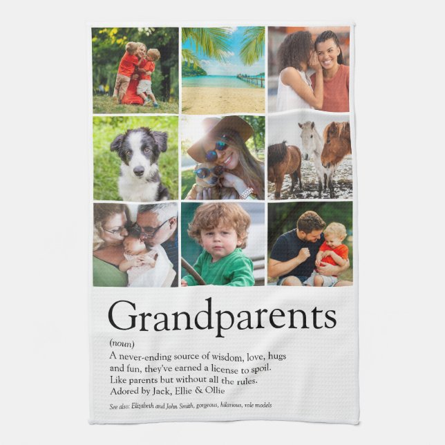 Grandparents Definition 9 Photo Collage Kitchen Towel (Vertical)