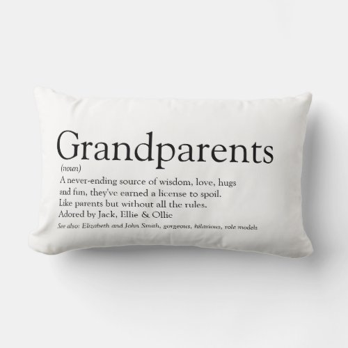 Grandparents Definition Black and White Fun Lumbar Pillow