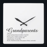 Grandparents Definition Elegant Script Square Wall Clock<br><div class="desc">Personalise for your special grandparents to create a unique gift. A perfect way to show them how amazing they are every day. Designed by Thisisnotme©</div>