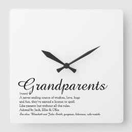Grandparents Definition Elegant Script Square Wall Clock