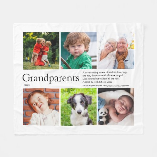 Grandparents Definition Photo Collage Fleece Blanket