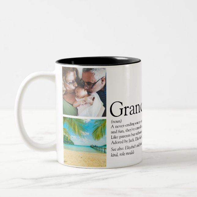 Grandparents Definition Photo Collage Two-Tone Coffee Mug (Left)
