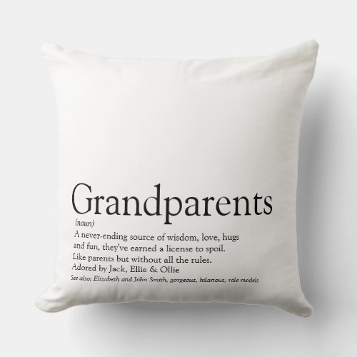 Grandparents Definition Saying Large Throw Pillow