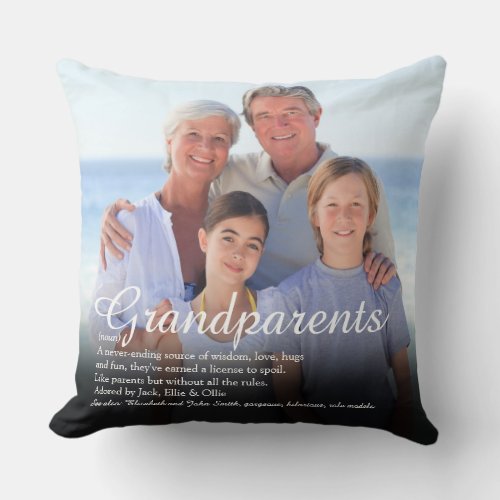 Grandparents Definition Saying Photo Large Throw Pillow