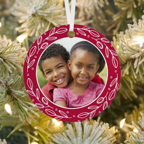 Grandparents Festive Holiday Photo Double Sided Metal Ornament