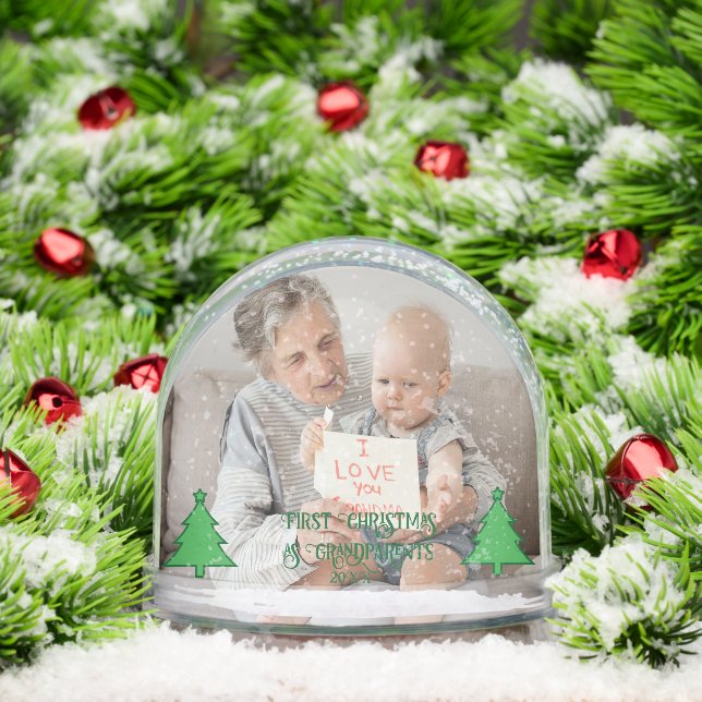 Grandparents First Christmas –2 Photo Personalized Snow Globe (Christmas)