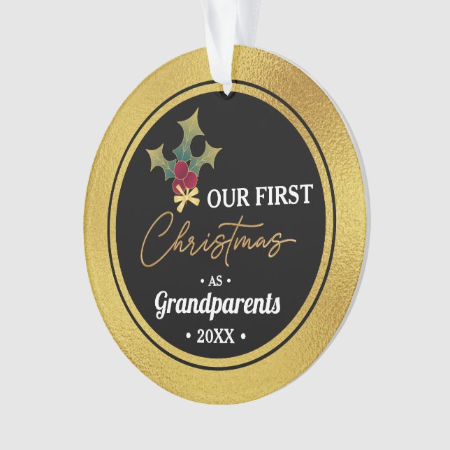 Grandparent's First Christmas Acrylic Circle  Ornament (Front)