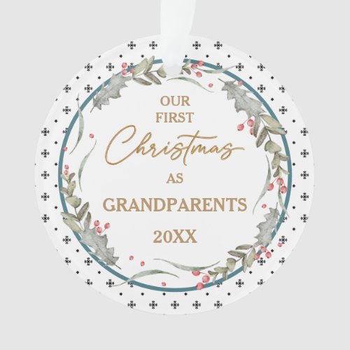 Grandparents First Christmas Acrylic Circle  Ornament
