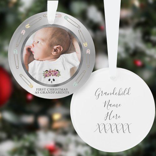 Grandparents First Christmas Baby Photo Ornament