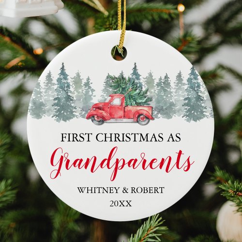 Grandparents First Christmas Ceramic Ornament