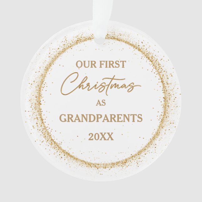 Grandparent's First Christmas Gold Color Ornament (Front)