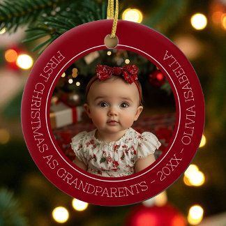Grandparents First Christmas Grandchild Baby Photo Ceramic Ornament