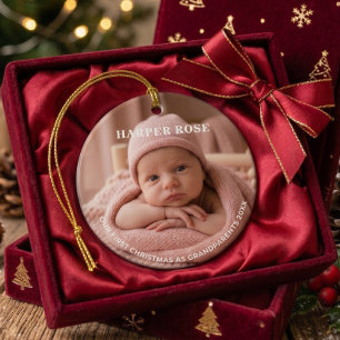 Grandparents First Christmas Newborn Photo Ceramic Ornament