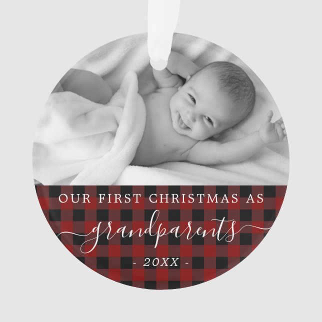 Grandparents first Christmas Photo Ornament (Front)