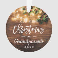 Grandparents First Christmas String Lights Photo Ornament