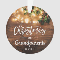Grandparents First Christmas String Lights Photo Ornament