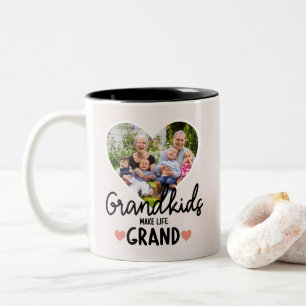 Grandparents Gift Nana Papa Grandchild Photo Name Two-Tone Coffee Mug