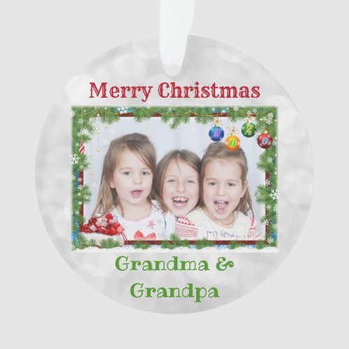 Grandparents Grandkids Photo Christmas Ornament