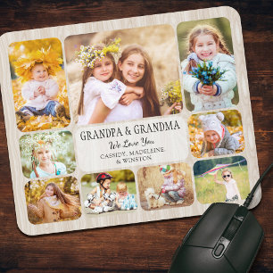 Grandparents Grandma Grandpa 9 Photo Collage Mouse Pad