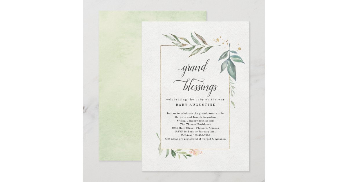 Grandparents, Grandmother, Grandbaby Baby Shower Invitation Zazzle
