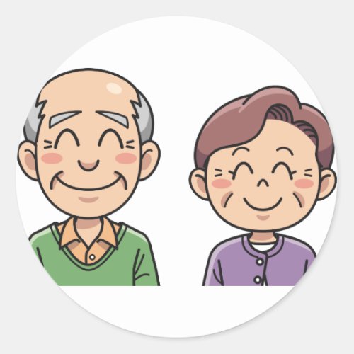Grandparents grandpa grandma seniors happy couple classic round sticker