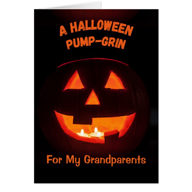 Grandparents Halloween Cute Jack o' Lantern Cards (Front)