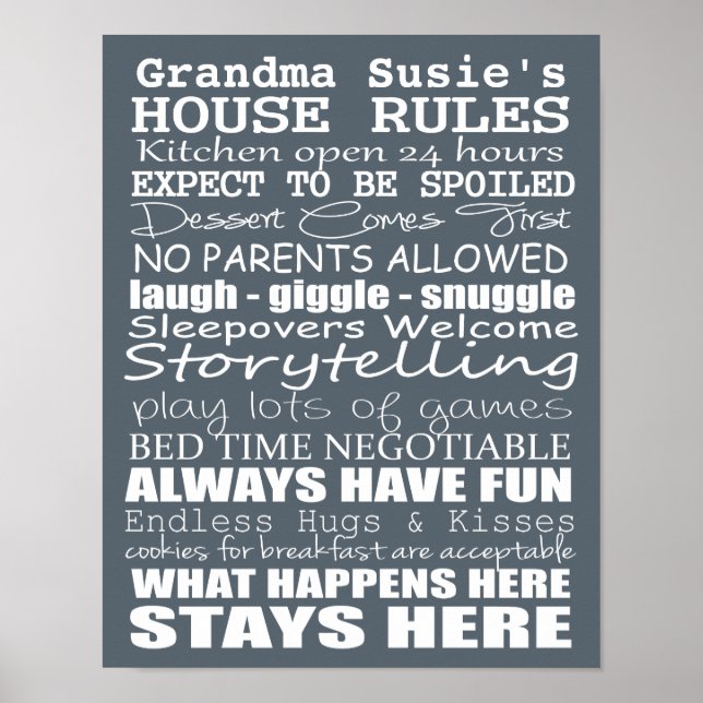 Grandparents House Rules - Customize Yours! Poster (Front)