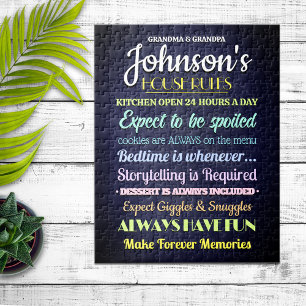 Grandparents House Rules Personalized Jigsaw Puzzle