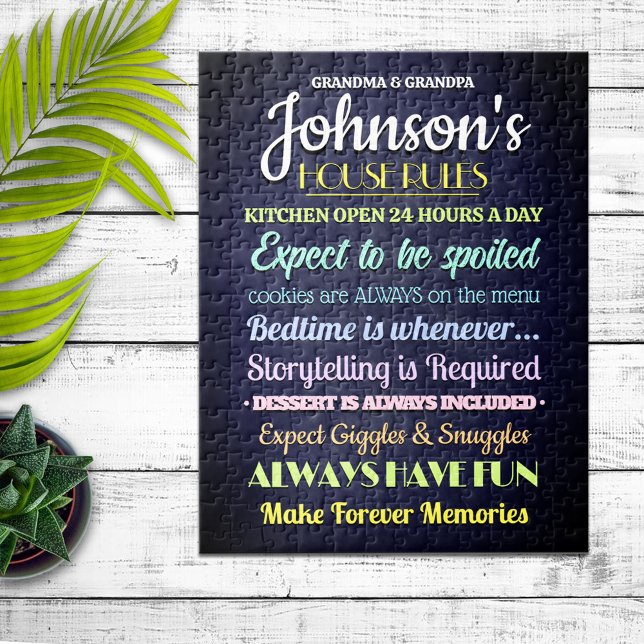 Grandparents House Rules Personalized  Jigsaw Puzzle (Creator Uploaded)