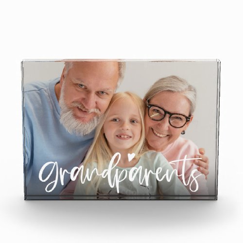 Grandparents Love Script Personalized Gift Photo Block