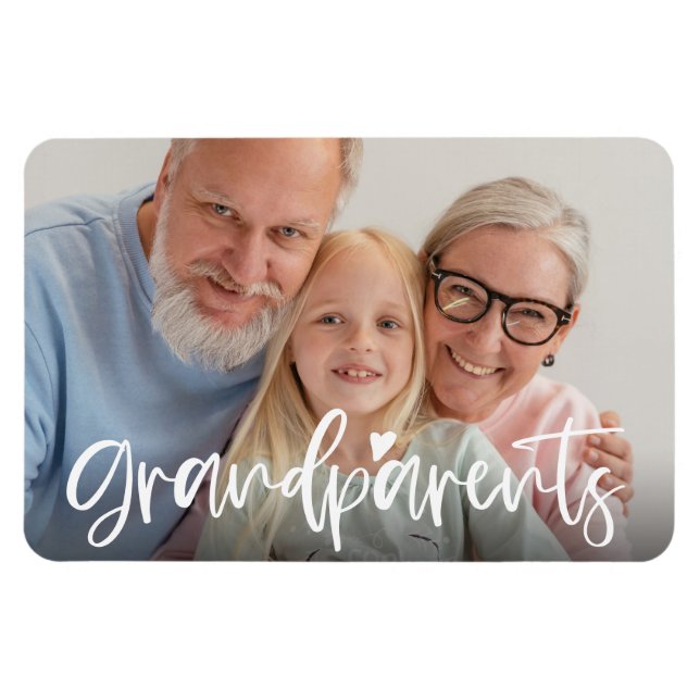 Grandparents Love Script Personalized Photo Gift Magnet (Horizontal)