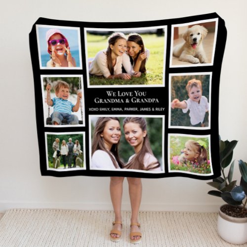 Grandparents Love You 8 Photo Collage Sherpa Blanket