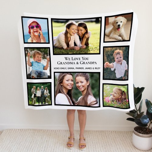 Grandparents Love You Photo Collage Sherpa Blanket