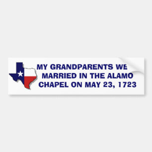 GRANDPARENTS MARRIED AT ALAMO 1723 BUMPER STICKER