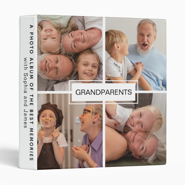 Grandparents Modern 4 Photo Album Personalized 3 Ring Binder (Front/Spine)