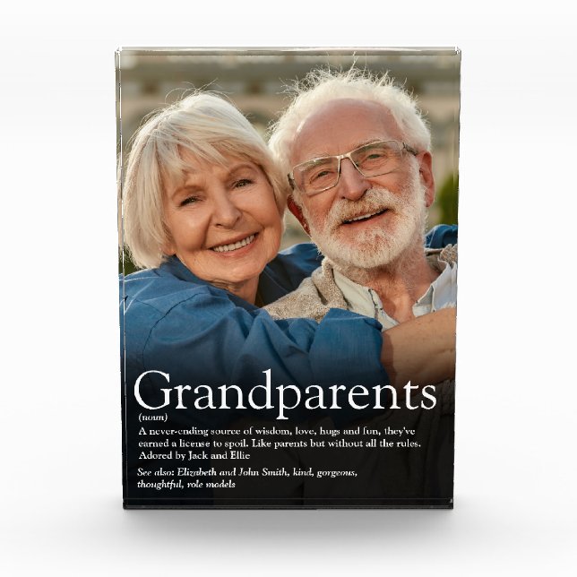Grandparents Modern Fun Quote Definition Photo Block (Front)