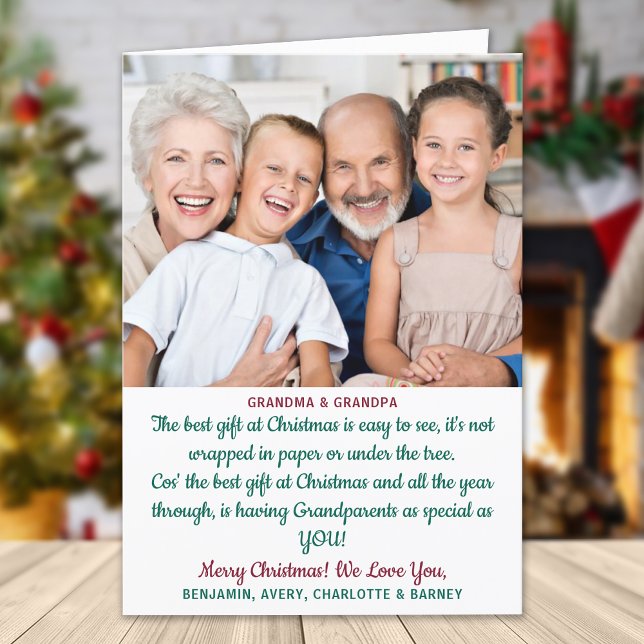 Grandparents Personalized Christmas Poem Photo Holiday Card (Creator Uploaded)