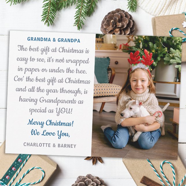 Grandparents Personalized Photo Christmas Poem Holiday Card (Creator Uploaded)