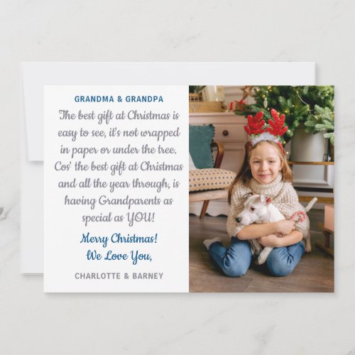 Grandparents Personalized Photo Christmas Poem Holiday Card