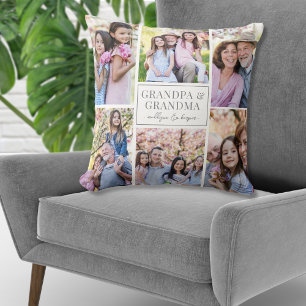 Grandparents Photo Collage Family Throw Pillow