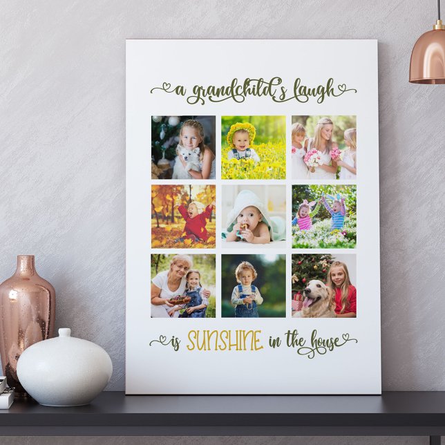 Grandparents Photo Collage Grandchilds Laugh Quote Faux Canvas Print (Creator Uploaded)