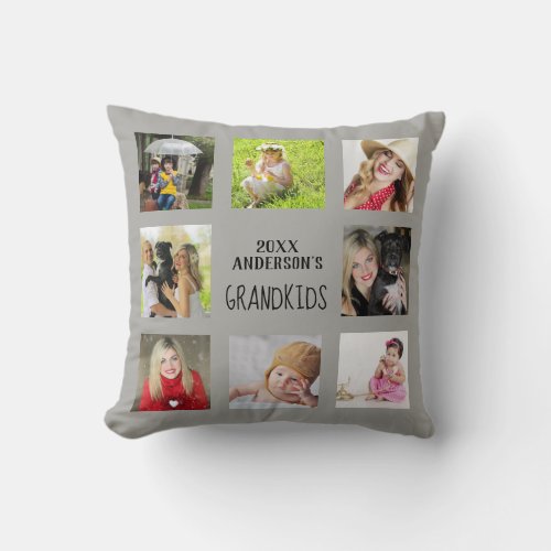 GRANDPARENTS Photo Collage Grandkids QUOTE Gift Throw Pillow