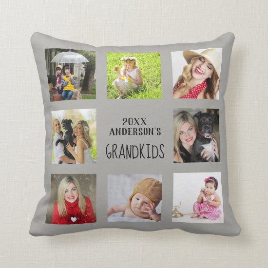 GRANDPARENTS Photo Collage Grandkids QUOTE Gift Throw Pillow