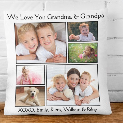Grandparents Photo Collage Personalized Throw Pillow