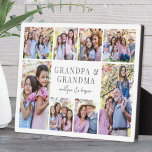 Grandparents Photo Collage Plaque<br><div class="desc">Personalized "Grandpa & Grandma" Photo Plaque with Easel Stand. This simple and elegant photo plaque is a beautiful way to showcase cherished memories. The design features space for eight photos, arranged in a border around the edges while keeping the focus on the meaningful text in the center. At the center,...</div>