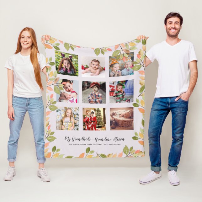 GRANDPARENTS PHOTO GIFTS - AUTUMN FALL LEAVES FLEECE BLANKET (In Situ)