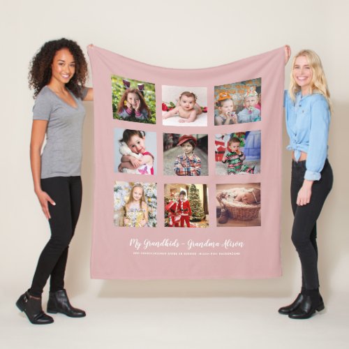 GRANDPARENTS PHOTO GIFTS _ Blush Pink Fleece Blanket