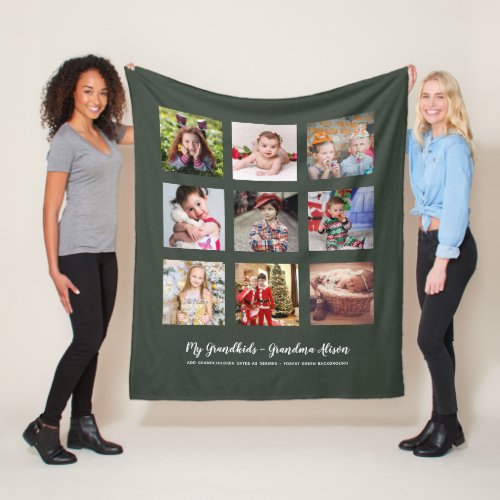 GRANDPARENTS PHOTO GIFTS _ Green Fleece Blanket