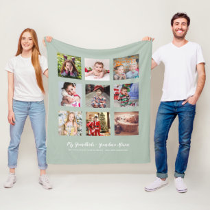 GRANDPARENTS PHOTO GIFTS - Sage Green Fleece Blanket