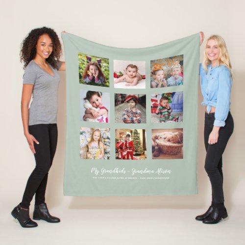 GRANDPARENTS PHOTO GIFTS _ Sage Green Fleece Blanket